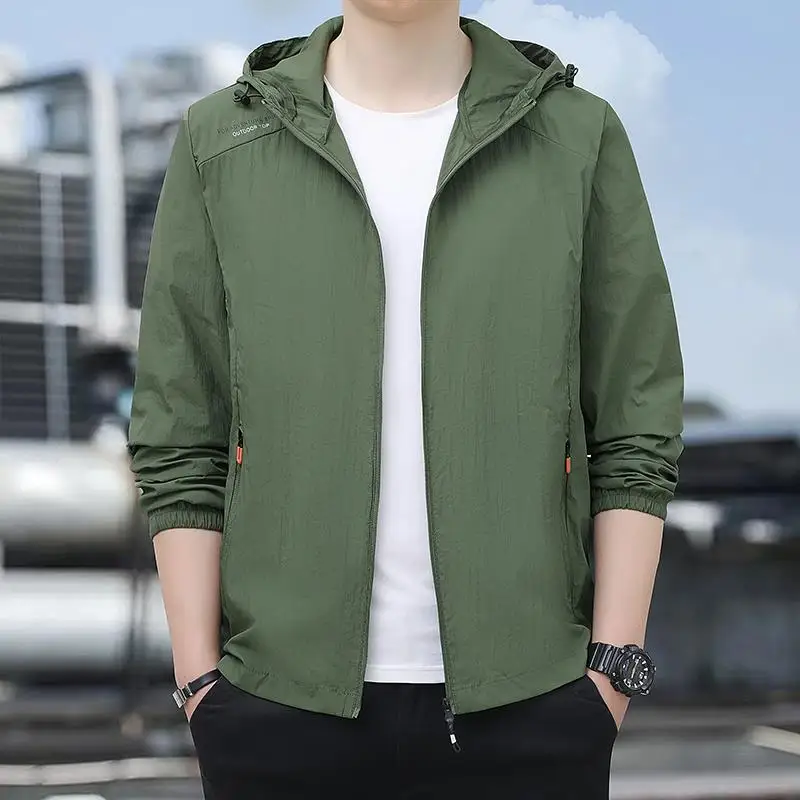 

Outdoor Men's Summer Lightweight Casual Ice Silk Windbreaker Ultra-Thin Single Layer Jaet Fiing Coat Faion Urban Sle