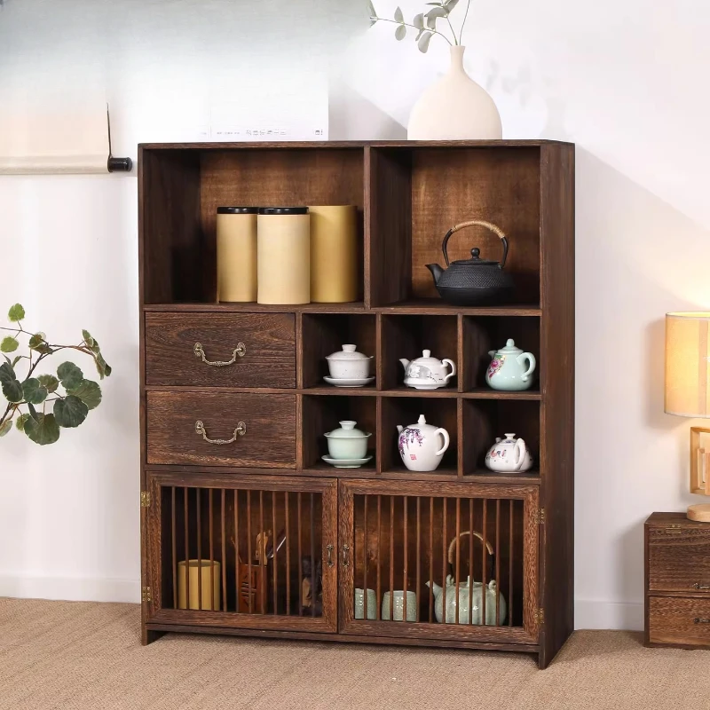 Solid wood tea set, tea cup  cabinet, Duobao Pavilion, locker, Chinese storage cabinet, entrance cabinet,   room,