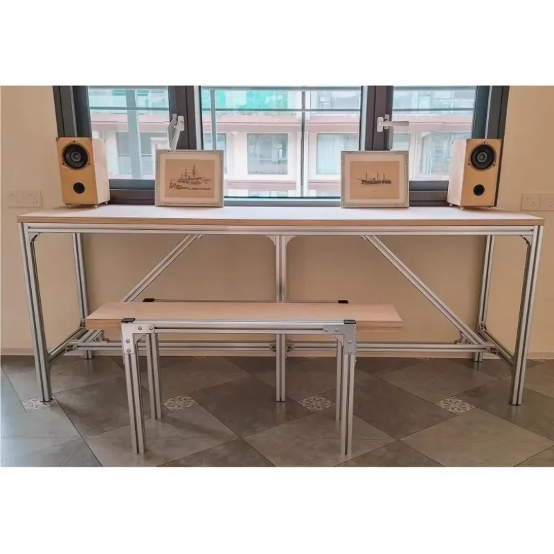 Birch ocean plate aluminum profile bar table, long partition wall tables and chairs, suitable for coffee and milk tea shops