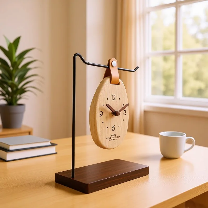2025 New Creative Solid Wood Desk Clock - High Aesthetic Log-style Tabletop Clock Ornament For Bedroom Home Decoration