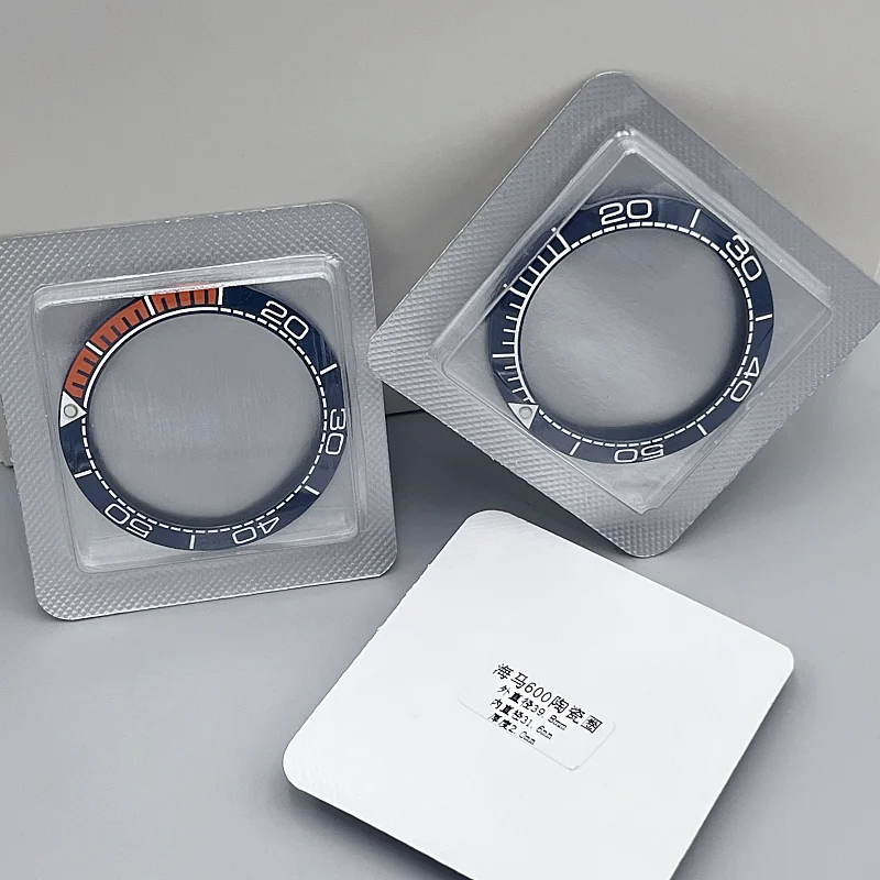 Watch Bezel Accessory 39.8*31.6mm, Thickness 2.0mm, Replacement Ceramic Bezel for Seamaster 600 Series with Engraved Numeric Sca
