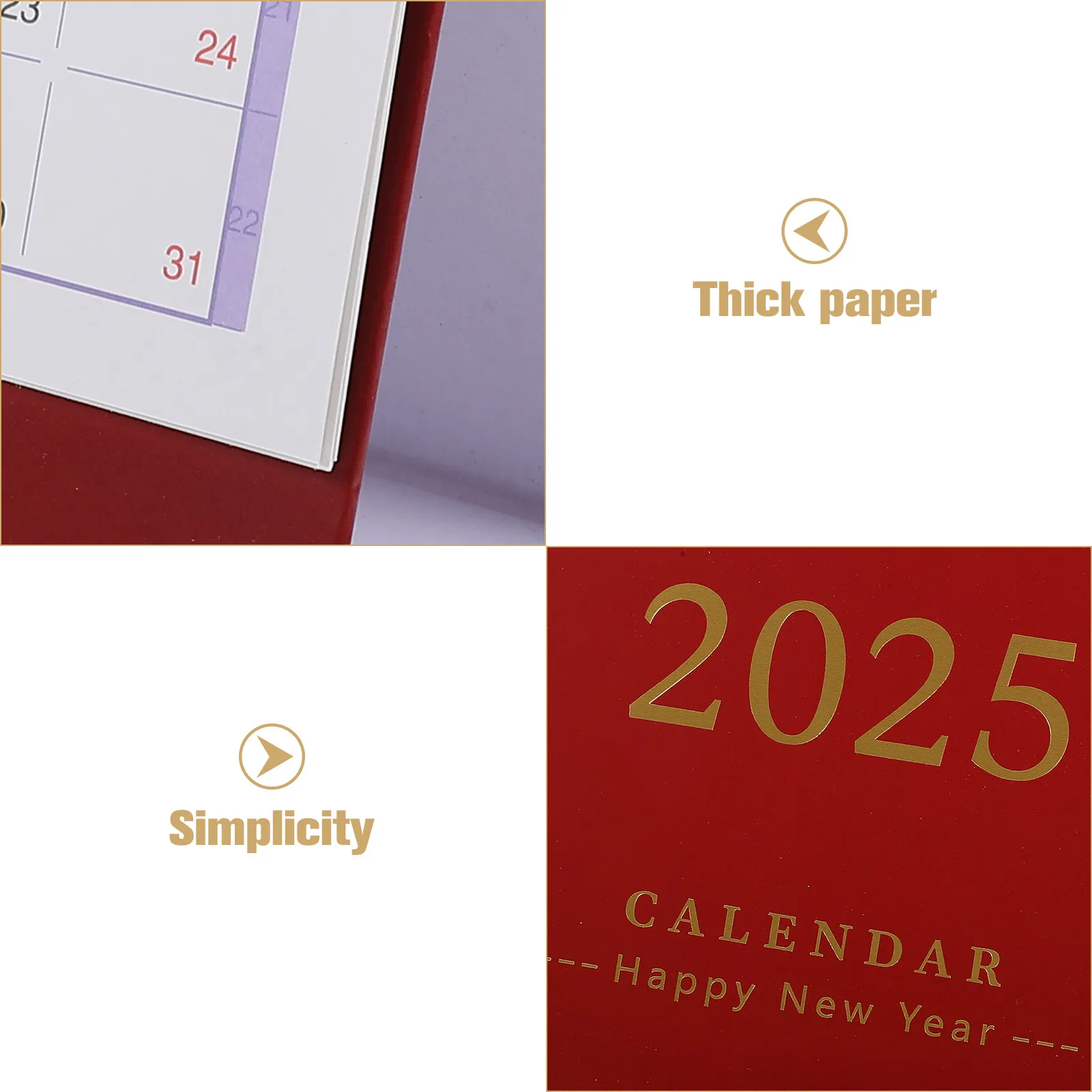 Desktop Calendar 2024 2025 Thick Paper Minimalist Standing Desk Calendar for Office Home Decor Daily Planning Portable