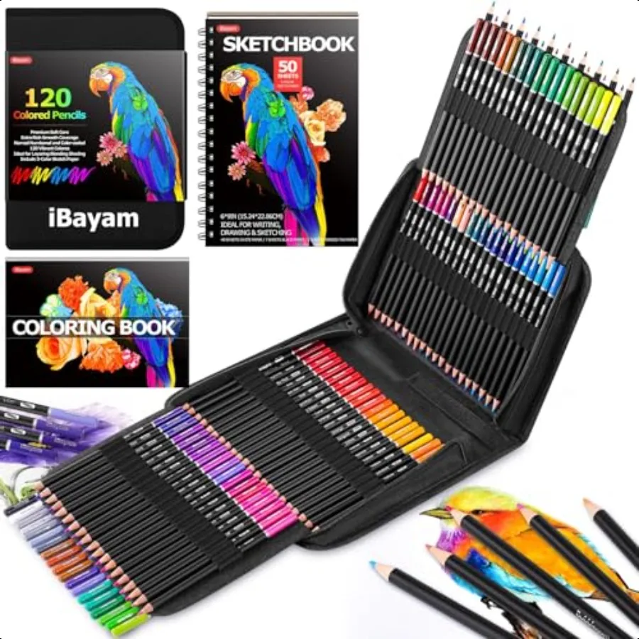 

123Pack Colored Pencils Set with 3Color Sketch Book Coloring Pencils for Art plies Sketching Kits Profional Artist Drawing Penc