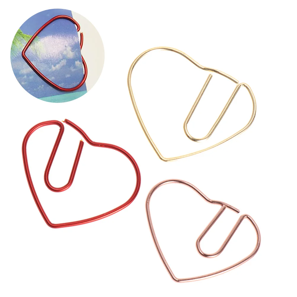 50 قطعة مشابك ورق على شكل قلب إشارة مرجعية إبداعية معدنية ملونة لمكتب المدرسة دفتر التقويم المفكرة ملصق ملاحظات الموثق #1