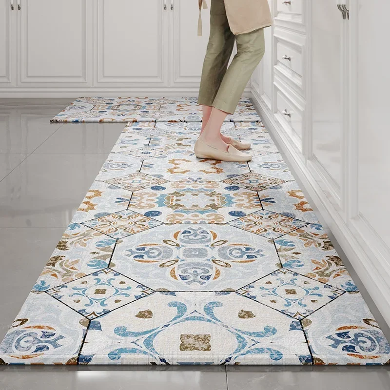 Kitchen Non-slip Special Floor Mats Stamp Waterproof Oil Household Wipeable Entry Door Mat Into The Door Foot Mat Kitchen Carpet