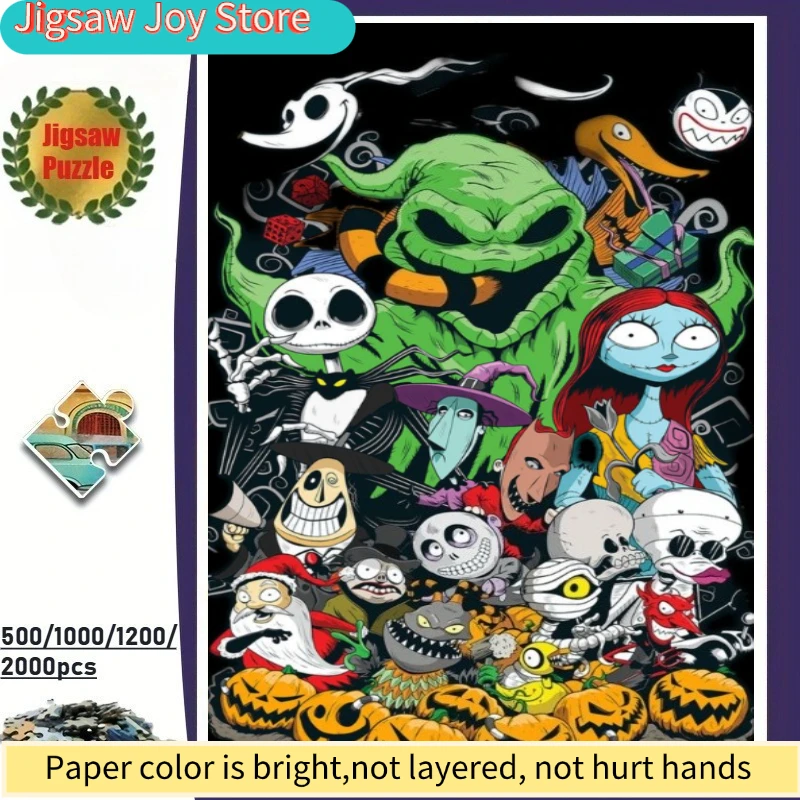 500/1000/1200/2000피스 잭 스켈링턴 & 친구들 스푸키 직소 퍼즐 |   내구성이 뛰어난 프리미엄 종이, 불안 완화 및 치료에 이상적