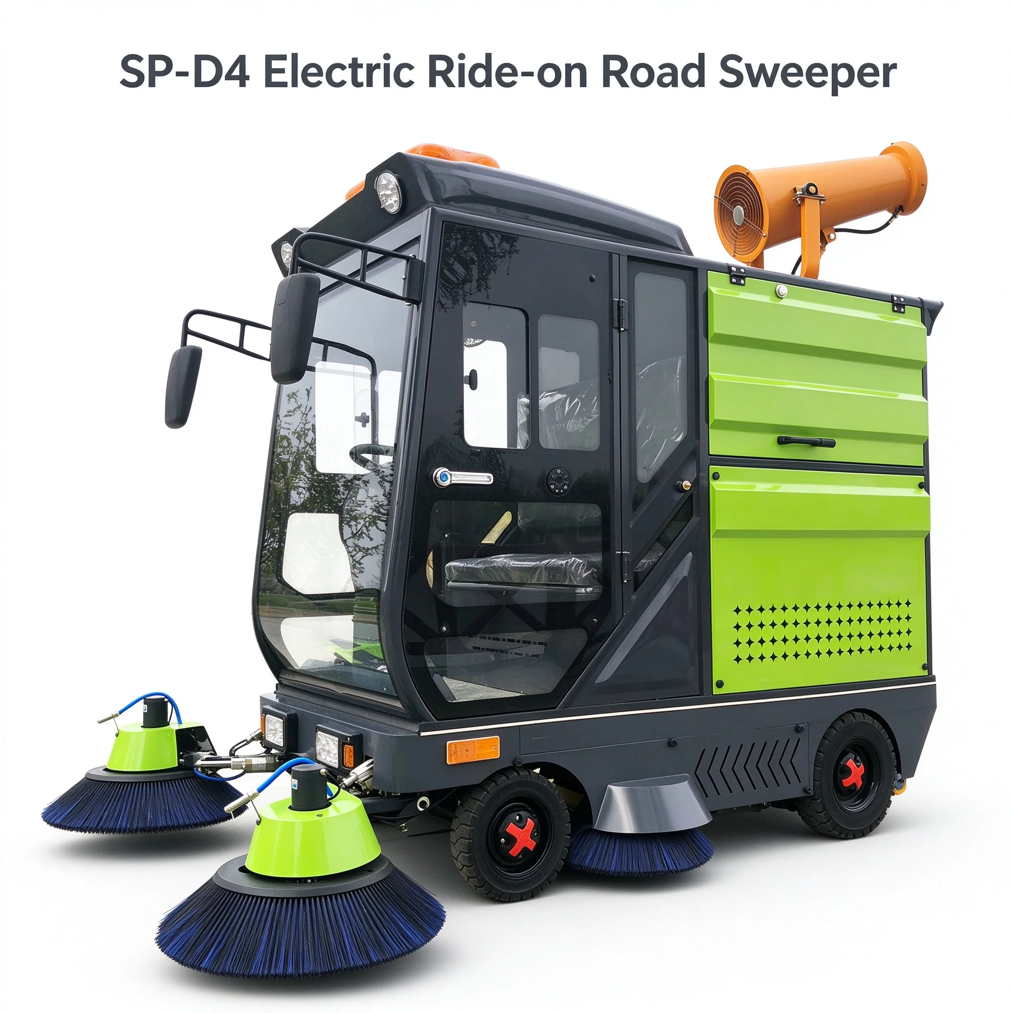 Electric Ride on Road Sweeper with Fog Cannon Industrial Floor Cleaning Machine for Factory Warehouse