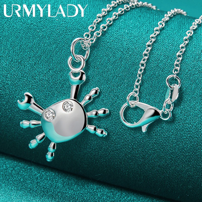 URMYLADY 925 Sterling Silver Crab 16/18/20/22/24/26/28/30 Inch Pendant Necklace For Women Wedding Gift Jewelry