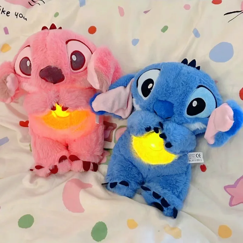 Disney Authentic Stitch Breathe Led Music Плюшевая кукла Уши могут перемещать. Фигурка Кукла Лило Стич Детская игрушка для сна