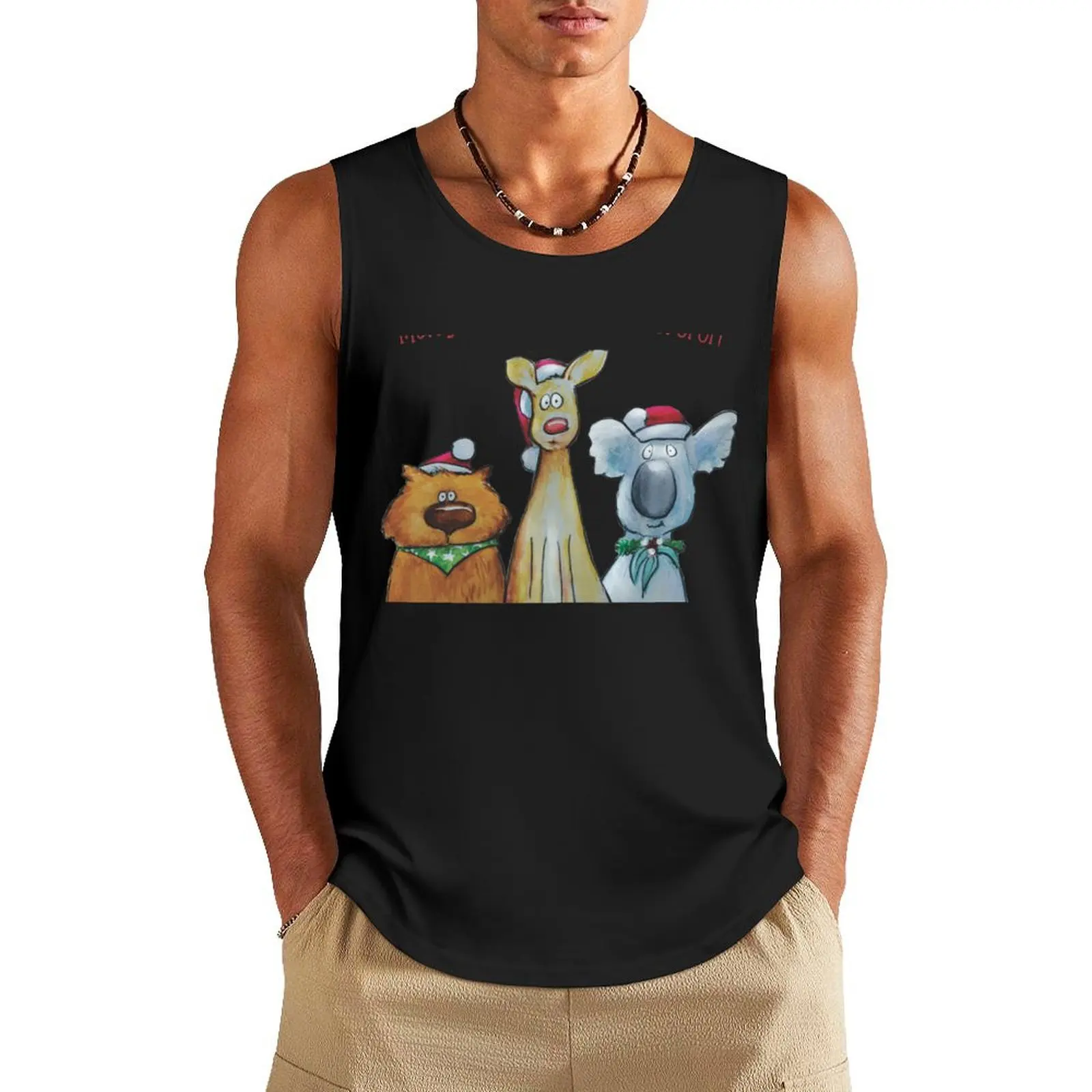 

Aussie Bush Characters Wish You a Merry Christmas Tank Top clothes for men summer mens designer clothes Japanese t-shirt