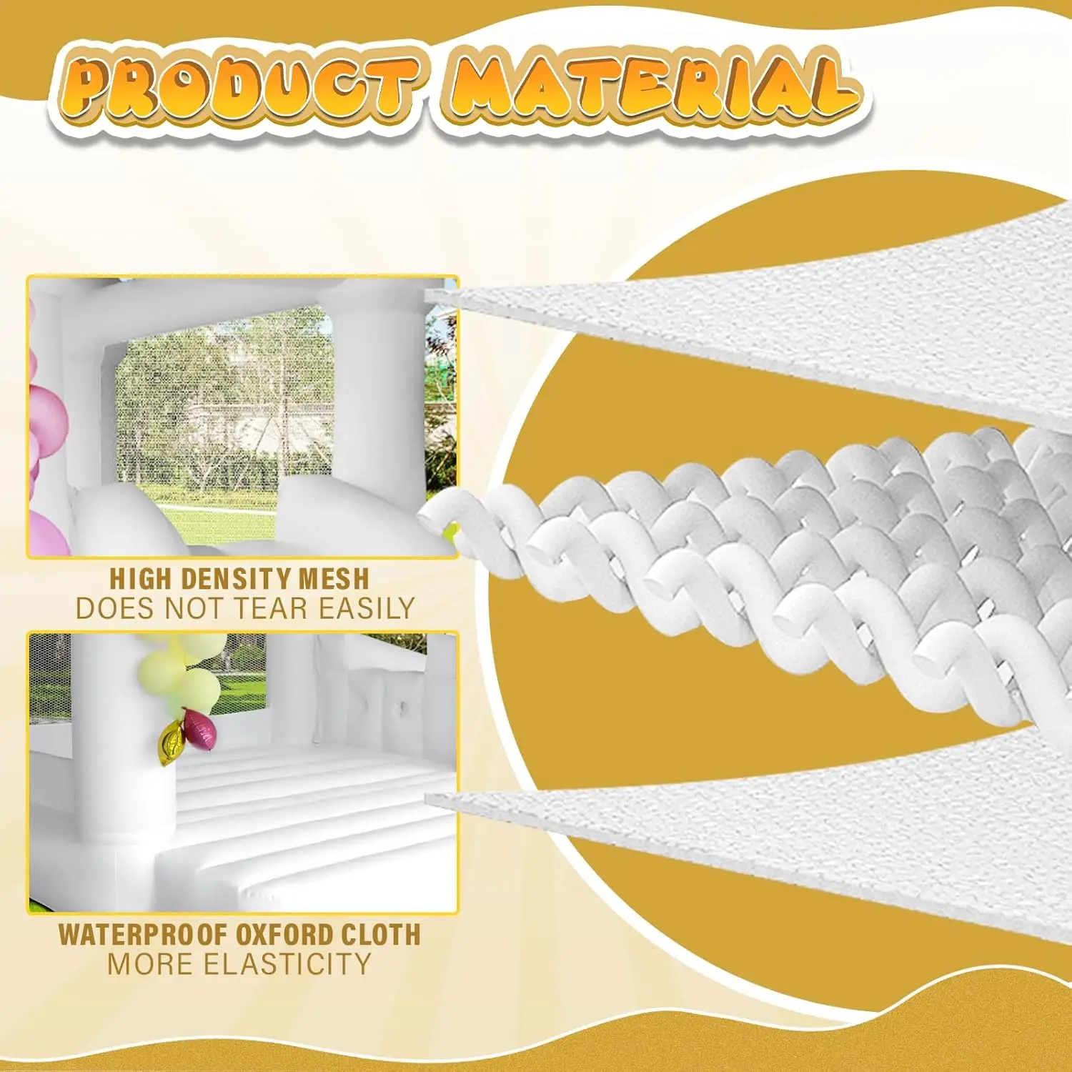 화이트 바운스 하우스 인플레이터블 점핑 캐슬 슬라이드 및 에어 블로워 포함 어린이용, 웨딩 및 생일 파티용, 17 * 11 * 10FT