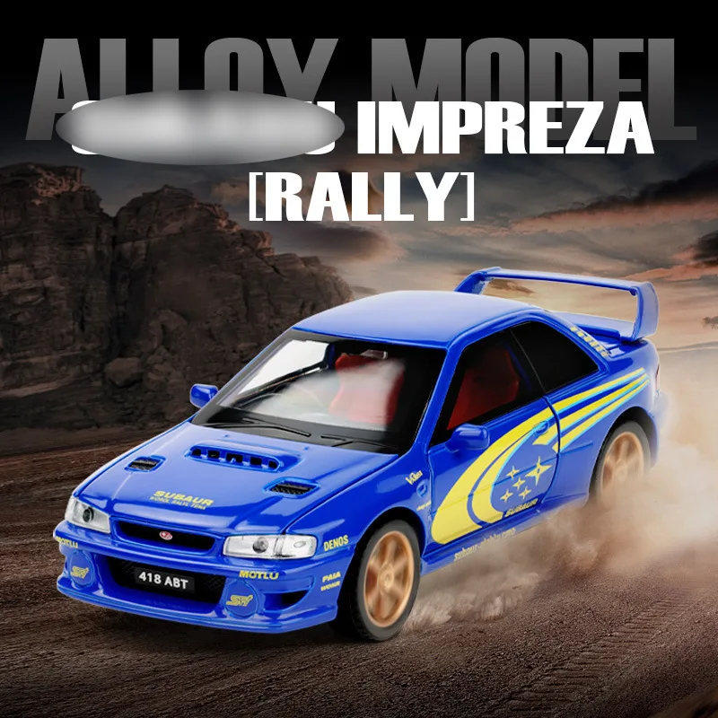 

1:32 simulation Impreza rally model durable alloy body vivid racing details sound light pull back decorative toy birthday gift