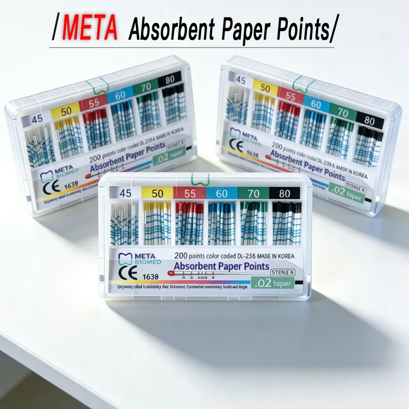 

META Absorbent Paper Points 5Box Dental Sterile 02 04 06 Taper Color Mark Endodontic Root Canal Cleaning Fiber Material