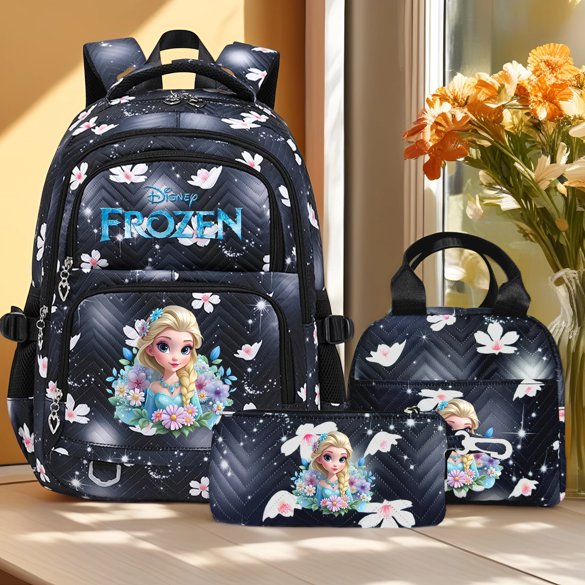 

Рюкзак большой емкости «Холодное сердце Анна Эльза», легкий школьный рюкзак, повседневный дорожный рюкзак для женщин и девочек, набор сумок для обеда с ручками