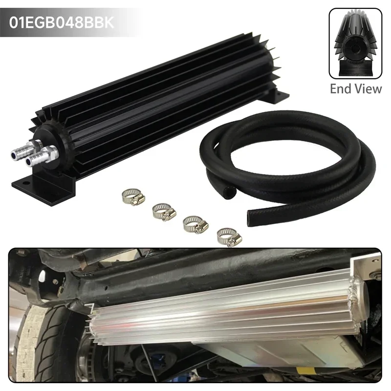 Oil Cooler Kit Universal 12'' Aluminum Dual Pass Finned Transmission Fits for Chevy 350 SBC BBC Ford Mopar SBB Black/Silver