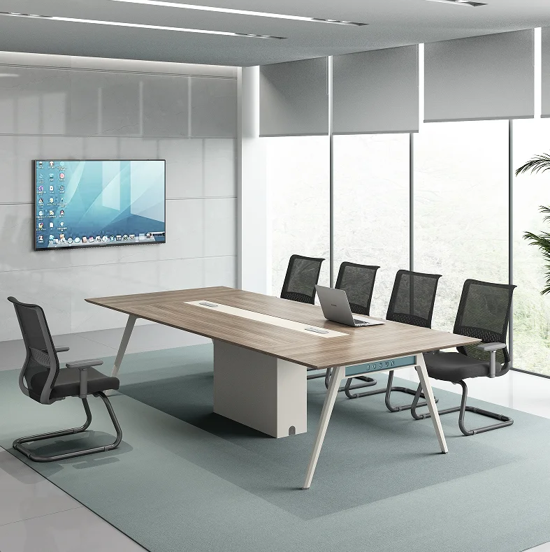 Custom Foldable Extendable Modern High Quality Wooden & Metal Office Meeting Table for Small Meeting Rooms