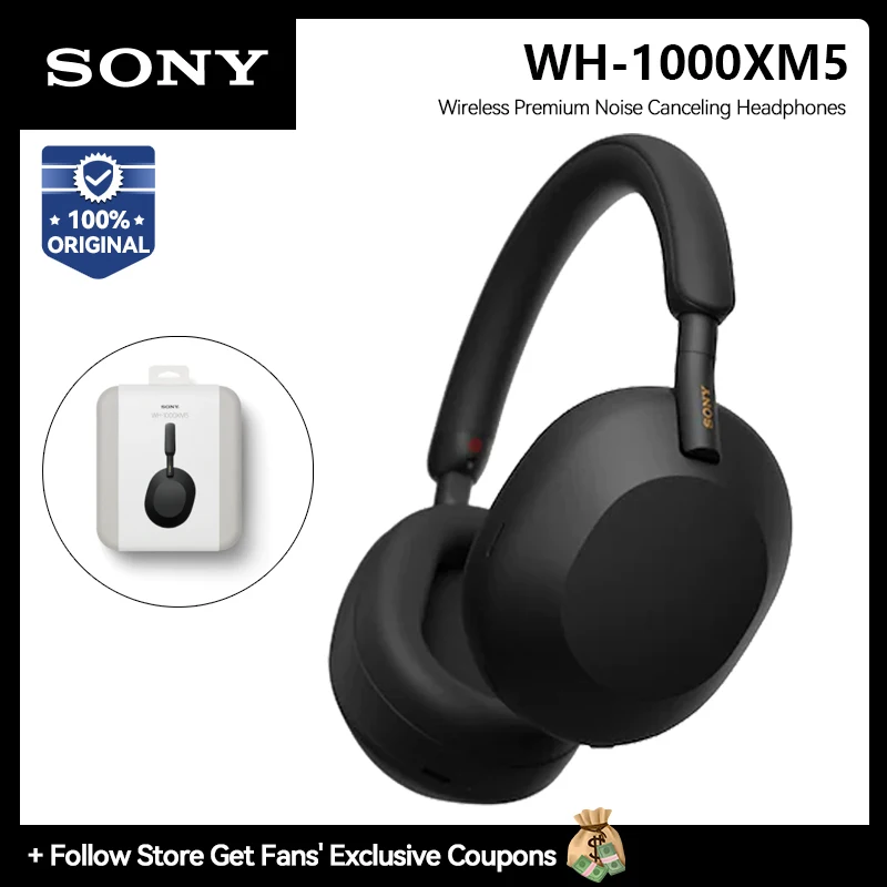 Беспроводная Bluetooth-гарнитура Sony WH 1000XM 5 с шумоподавлением, 30 часов воспроизведения