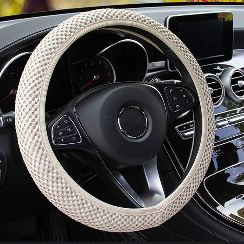 Universal 38CM 1 Pcs Ice Silk Steering Wheel Cover Wear-resistant Anti-slip Car Accessories Gear Handbrake Cover Interior