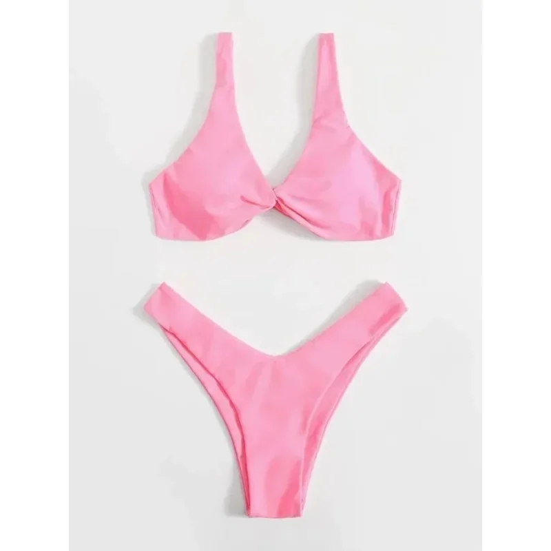 2026 Sexy Micro Bikini Bathing Suit Women Solid Color Split Bondage Bikini Push Up Summer 2025 New Swimsuit 2 Piece Beachwear Bi
