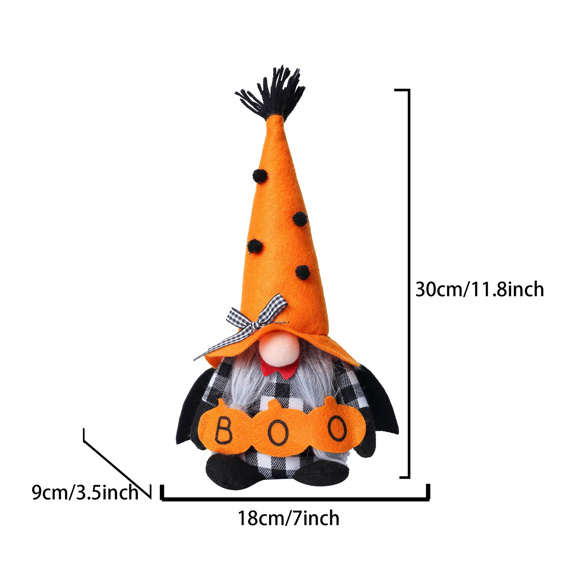 2 Stück Halloween Gesichtsloser Gnom-Elf Plüschtier mit Kürbis & Fledermausflügeln Tischdekoration Feiertagsgeschenk