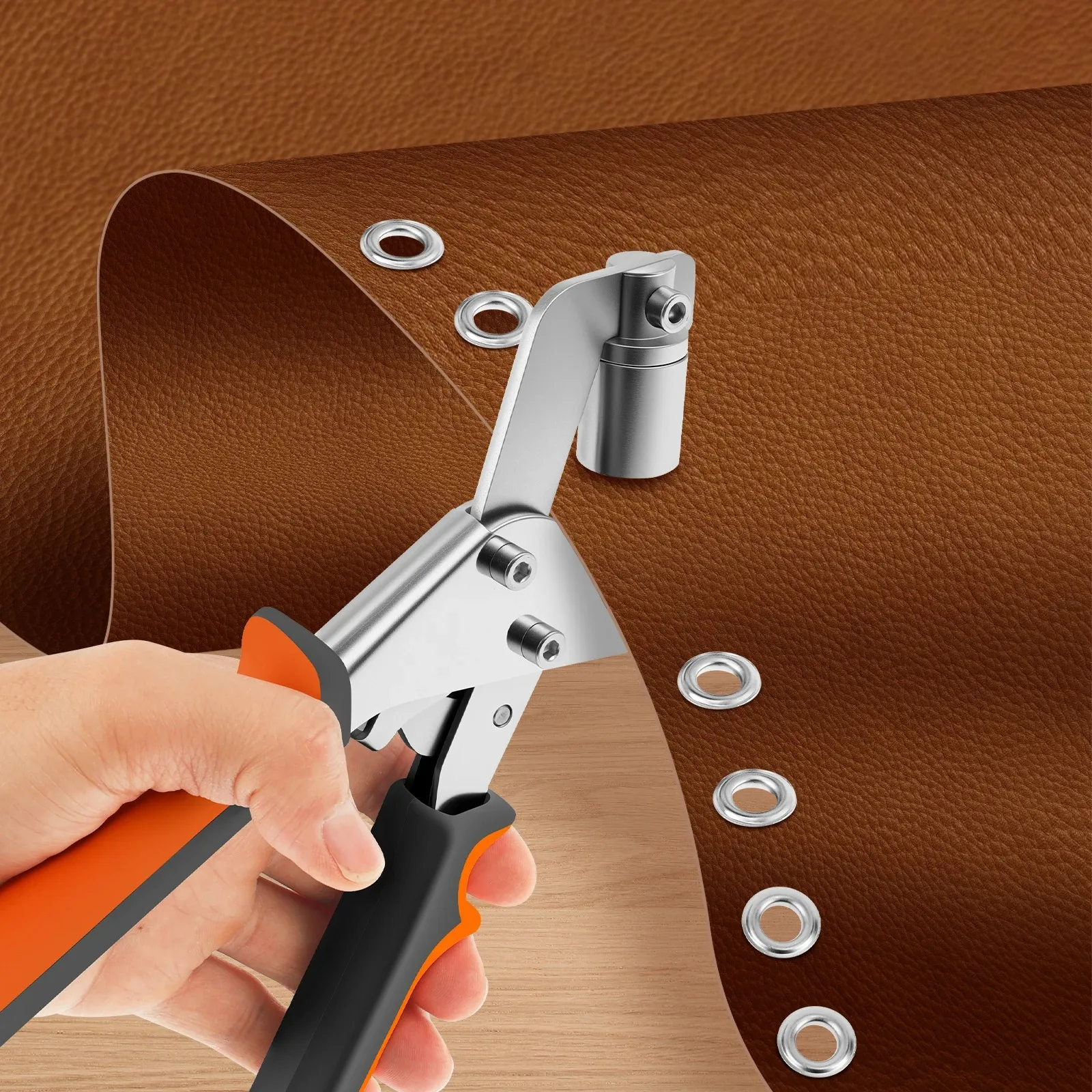 Handheld Grommet Punch Plier Labor-saving Eyelet Setting Tool for Leather Canvas Banner Fabric Hole Pressing