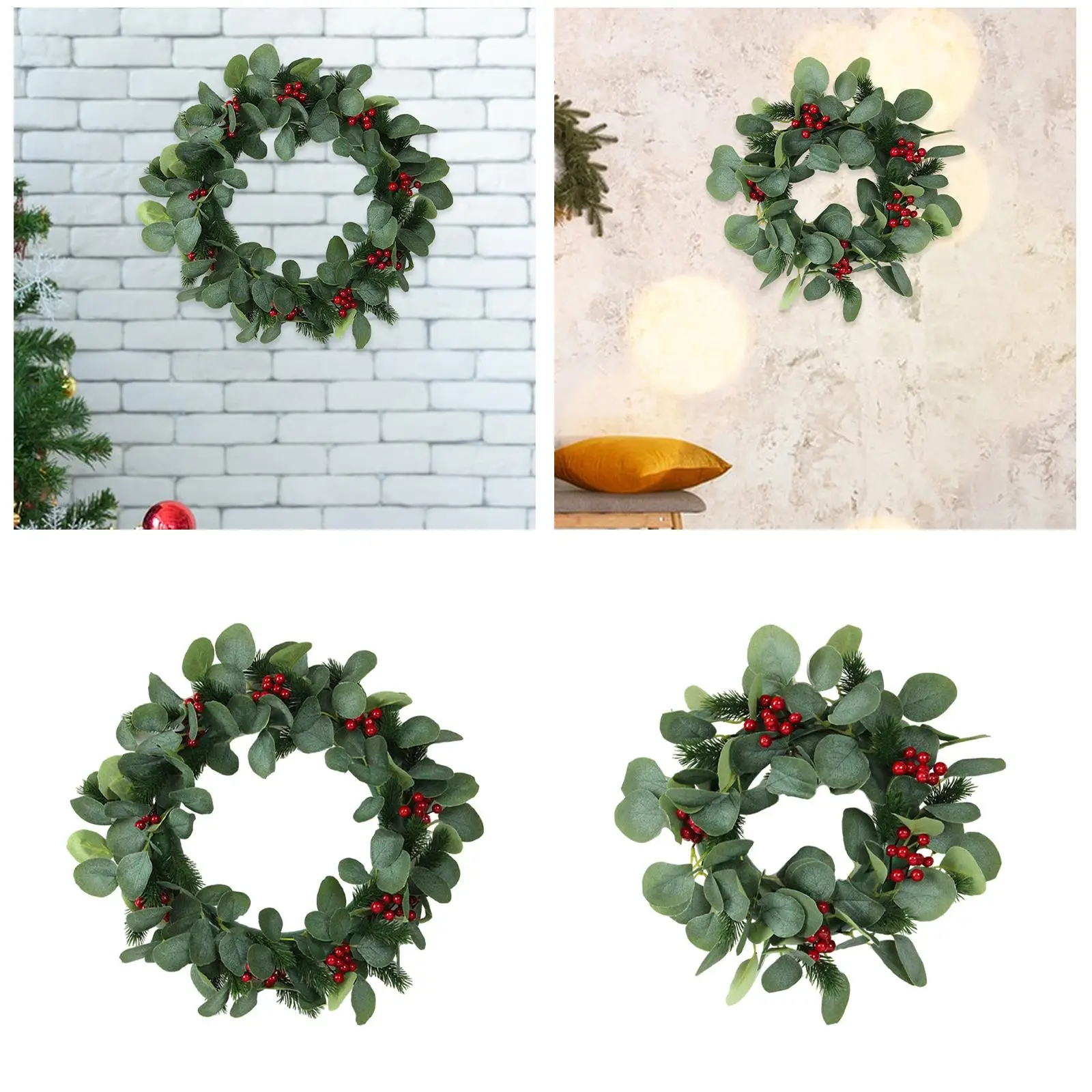 Christmas Wreath Hanging Ornament Front Door Wreath for Indoor Window Mantle