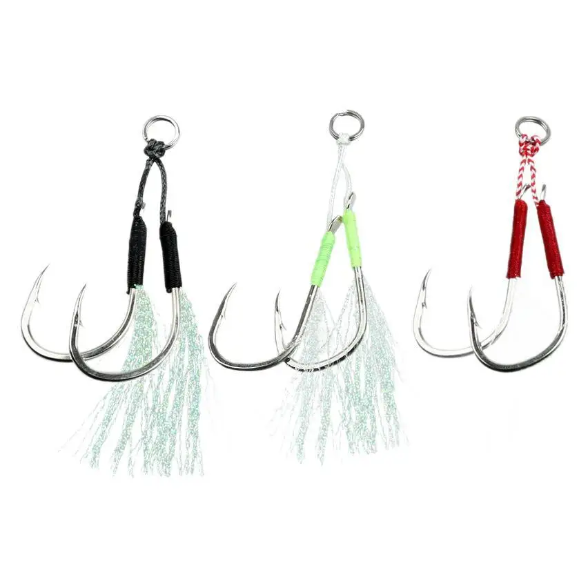 

Lure Supplies High Carbon Steel Fluorescent Fish Hook 10#-20# Barb Thorn Sea Fishing Jig Tie Wool Iron Plate Hook