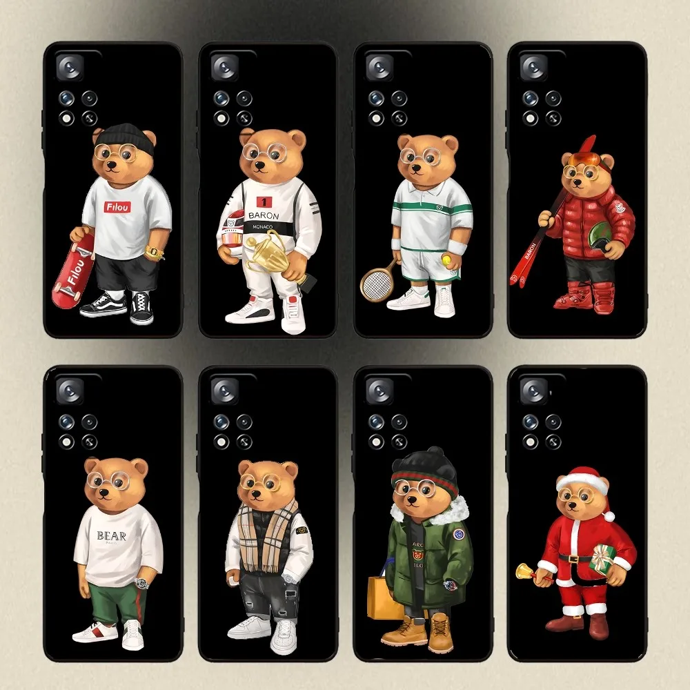 جراب هاتف Filou Bear لسامسونج غالاكسي ، غطاء أسود ناعم ، أزياء B-Baron ، A20 ، A21s ، A22 ، A31 ، A32 ، A52 ، A53 ، A72 ، 73 ، A80 ، A91