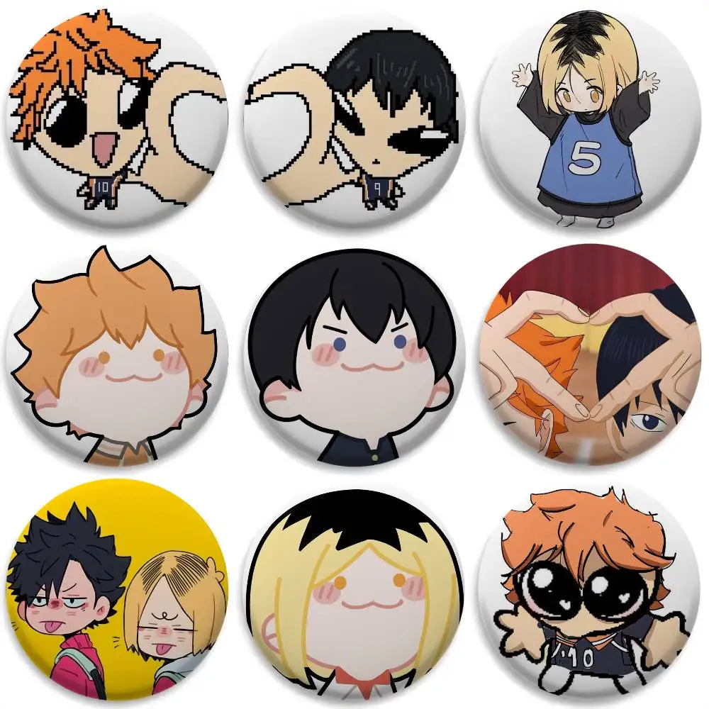 

Cute Anime H-Haikyuu Badges Round Exquisite Badge Brooches Creative Pins for Clothes Hat Backpack Gift Accessories