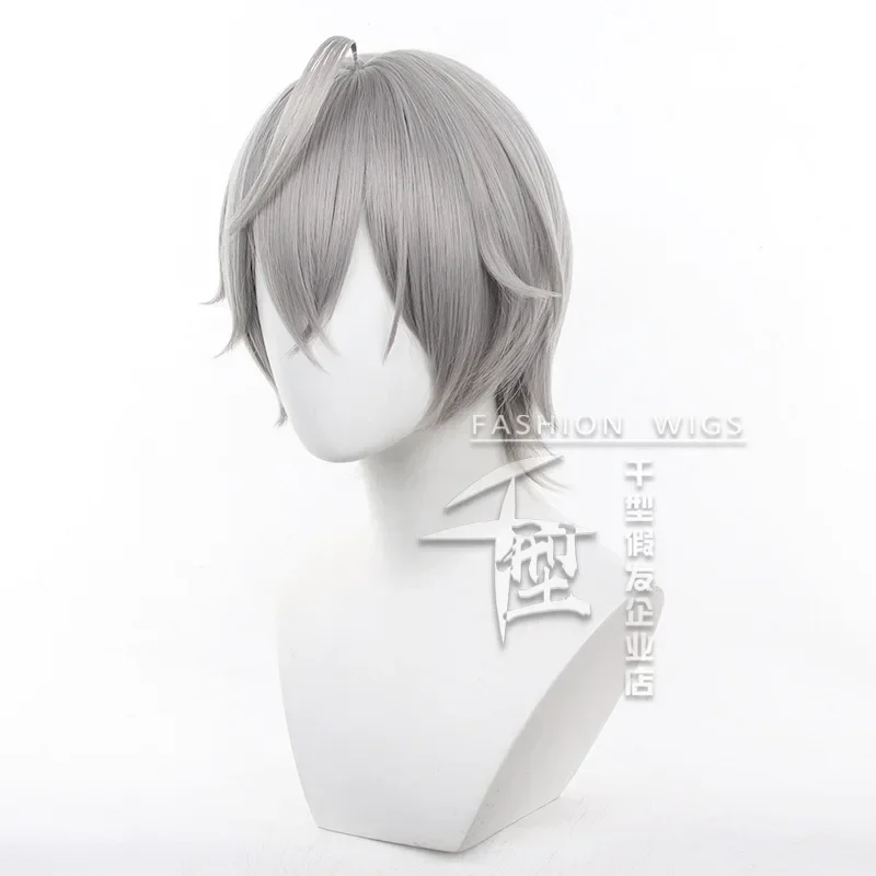 Zenless Zone Zero Wise Cosplay pelucas Wise 30cm pelo sintético corto gris hombres Cos pelo para fiesta Halloween peluca Cap