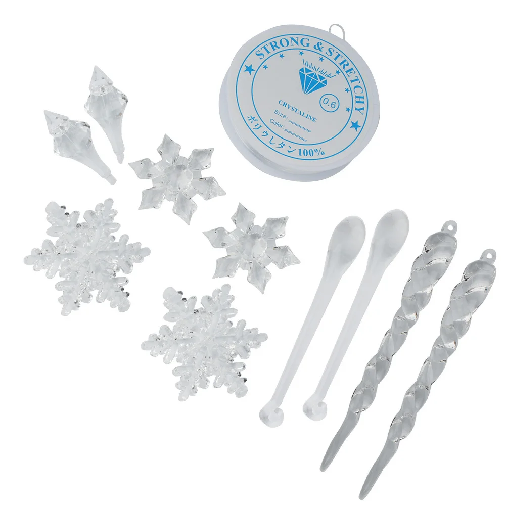 Home Decor Snowflake Snowflake 27Pcs/set Acrylic + Plastic Clear Color Hanging Pendant Plastic Wire Pointed Pendant