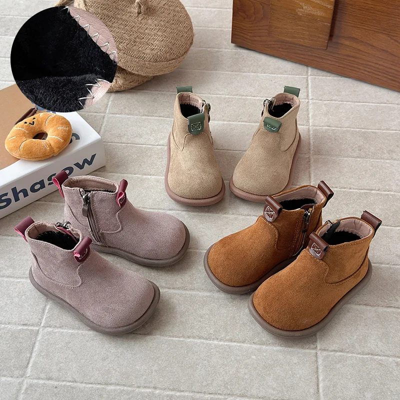 

2025 Winter New Children Casual Short Boots for Girls Fashion Korean Style Soft Bottom Anti-slippery Versatile Catwalk Boots