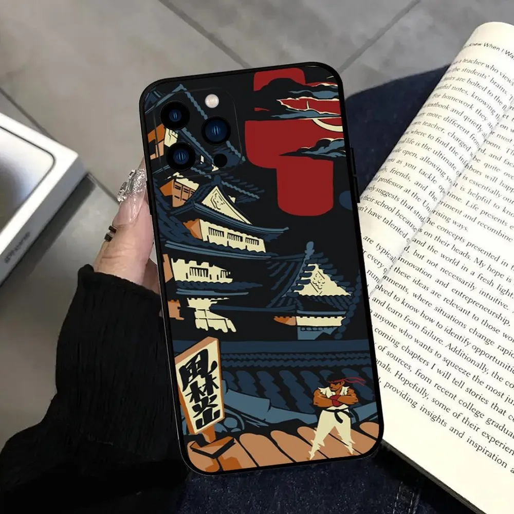 S-STREET F-FIGHTER Game  Phone Case  For iPhone 11 12 13 14 15 Pro Max Mini Plus XS XR X Black Silicone Soft Case