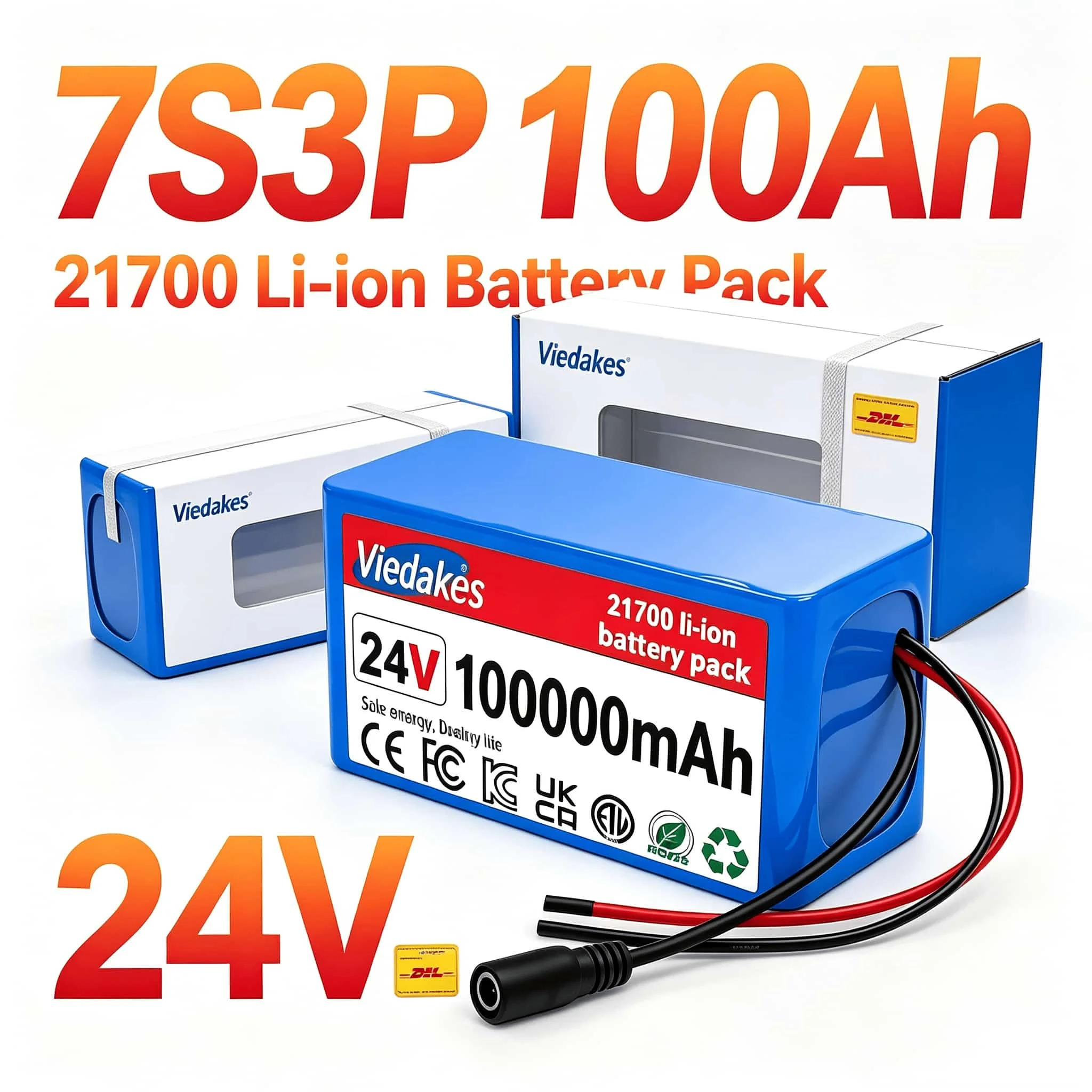 24V Replacement 18650 7S3P Battery 60Ah Stable BMS Free 29.4V Charger Wheelchair & Toy Car 24V Machine Battery