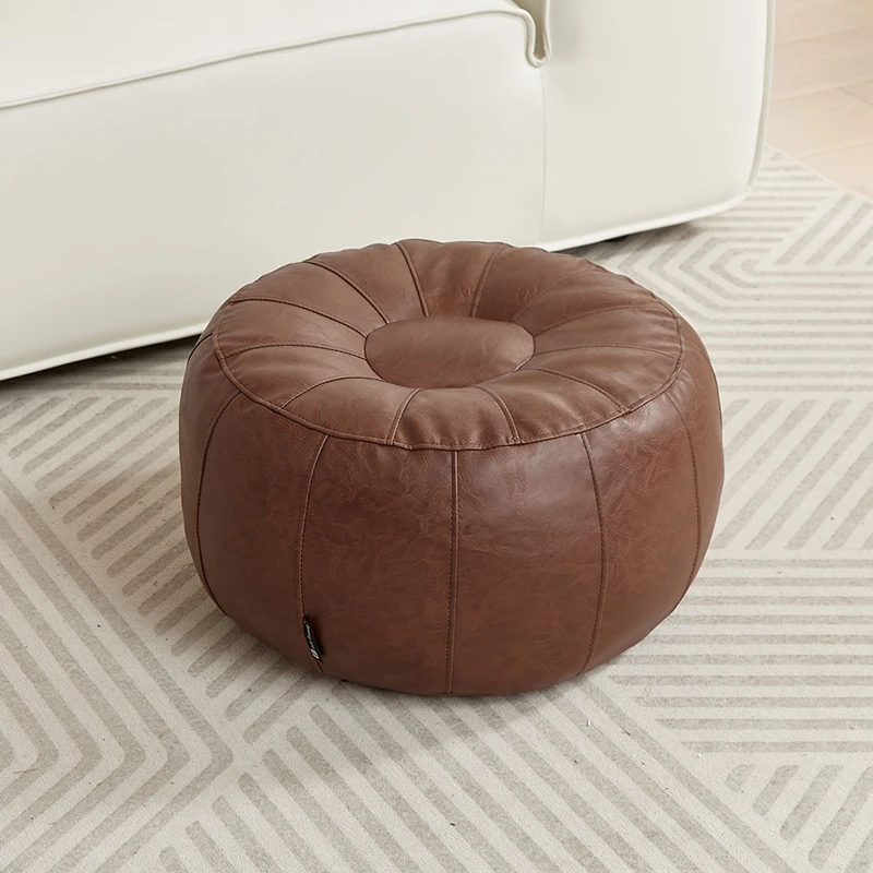Unstuffed Moroccan Faux Leather Footstool Cove  Meditation Pouf Toys Old Clothes Storage Bag Bay Window Tatami Cushion Cover