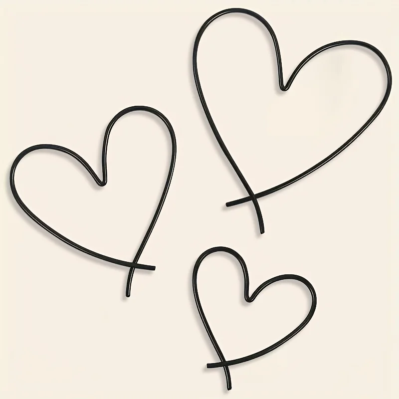3pcs Iron Art Modern - Heart Wall Art Decor, Love Heart Wall Decor Sign Metal Wall Decorations, For Valentine's Day, Room Decor