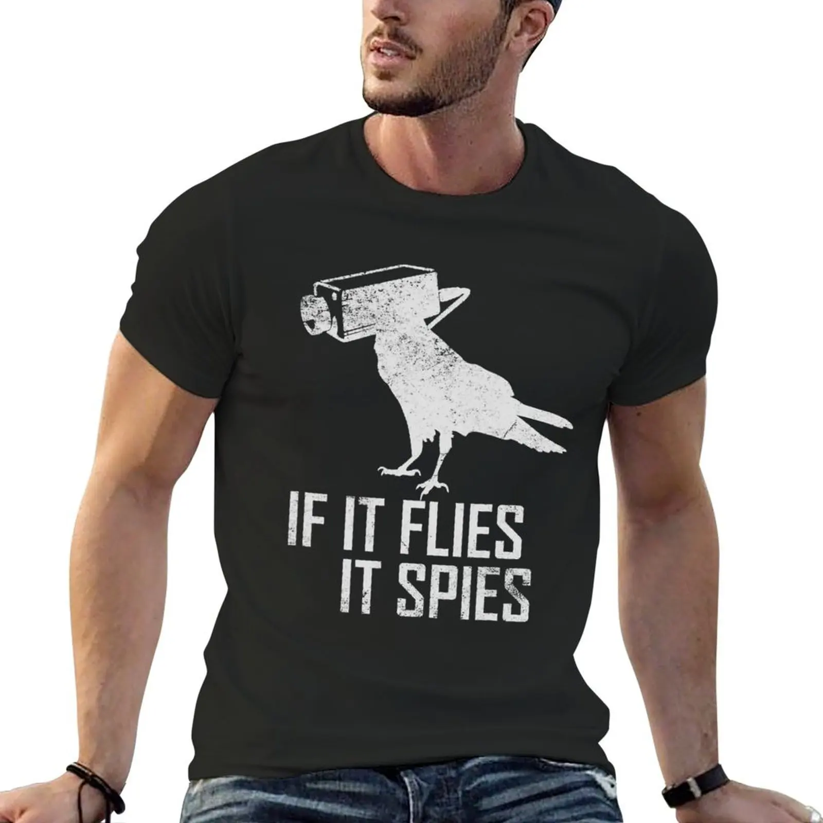 

If It Flies It Spies Conspiracy Theory Birds Aren’t Real Long Sleeve T-Shirt summer tops sweat cheap stuff t shirt men