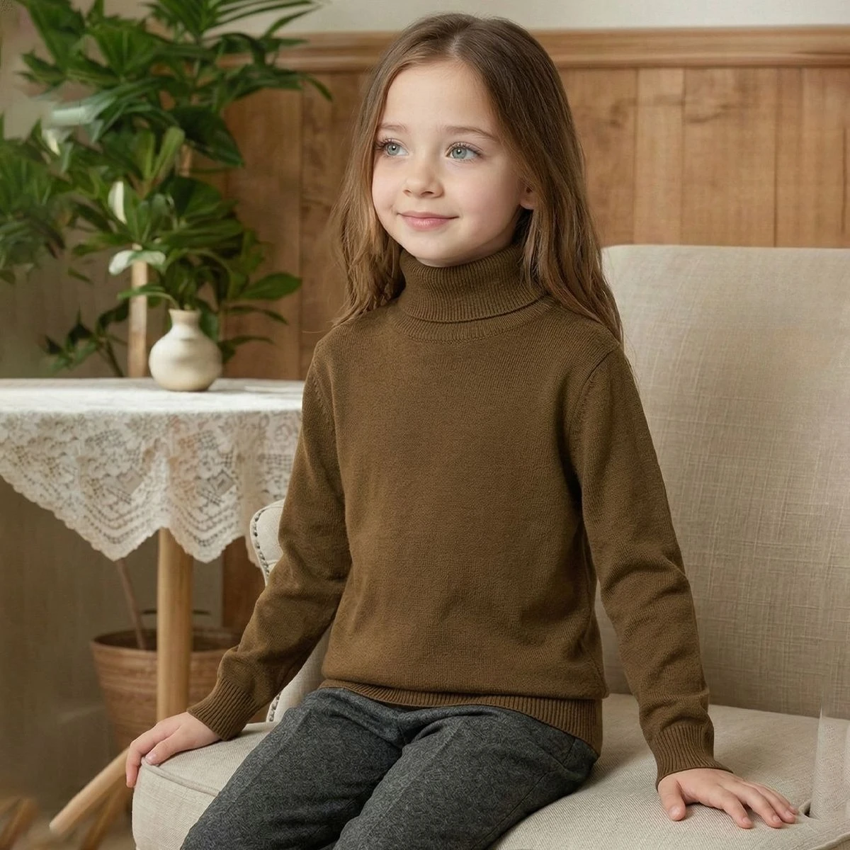 2-10T Toddler Kid Baby Turtleneck Sweater Boy Girl Winter Clothes Knit Pullover Top Long Sleeve Thick Warm Infant Knitwear