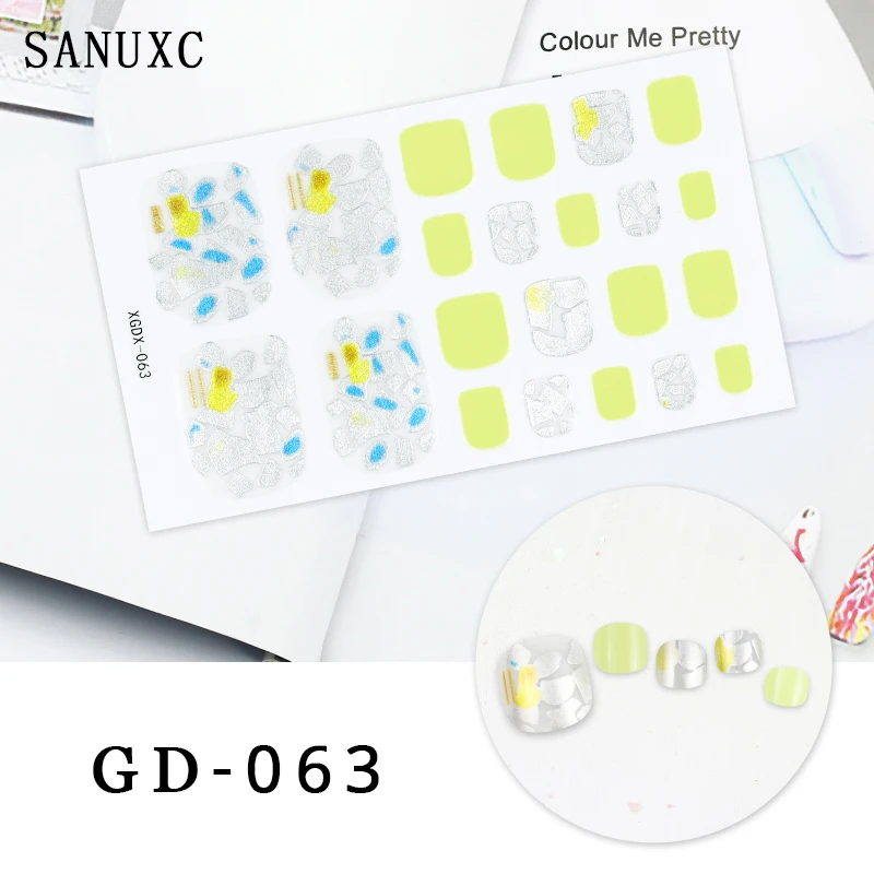 Sanuxc 3D Nail Sticker for Foot Self Adhesive Nail Polish Stickers for Manicure Full Cover Stickers for Toenails Summer