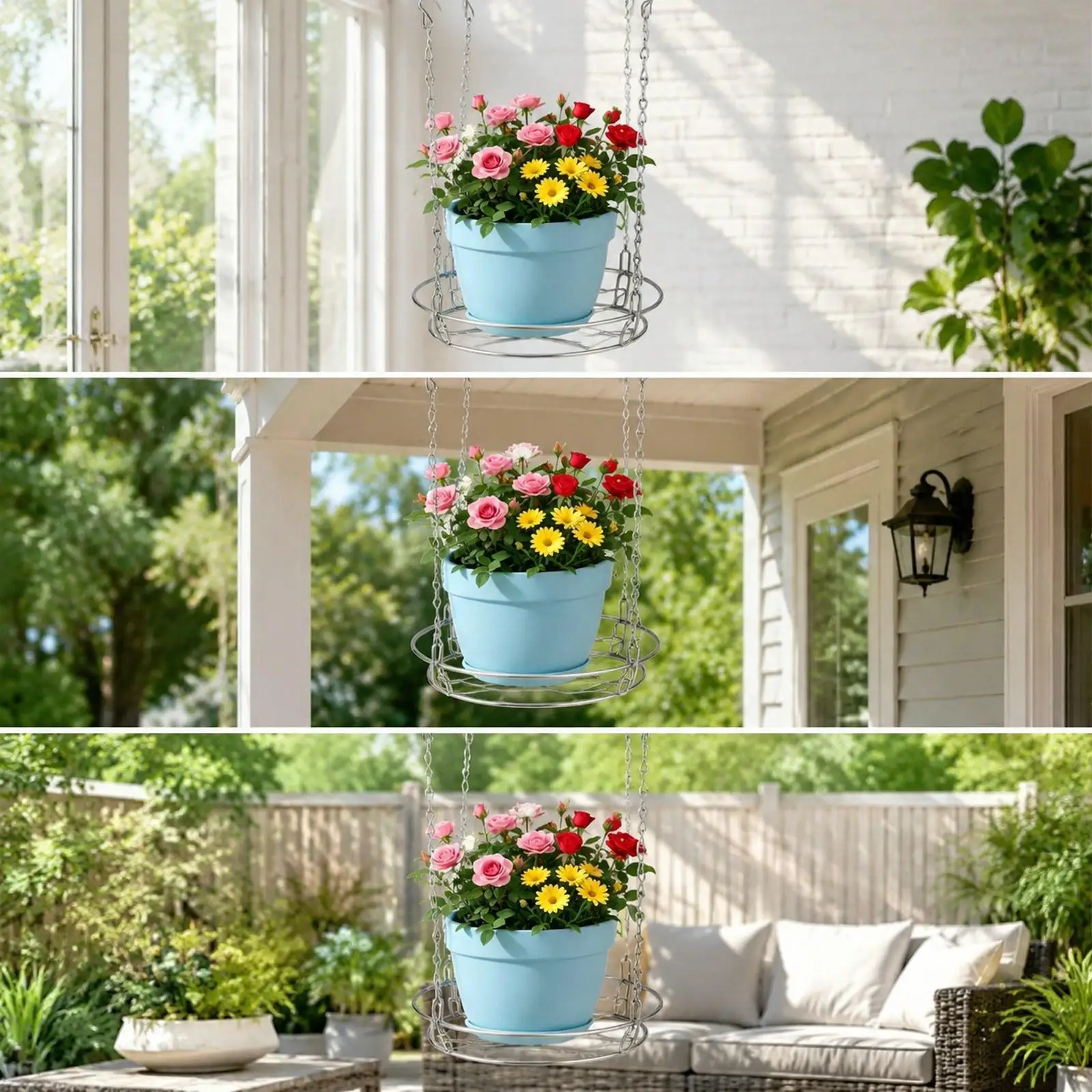 Adjustable Planter Insert for Pot Large Tall Pots Plant Riser with Hooks Hanging Decoration Planter Pot Filler for Gardening