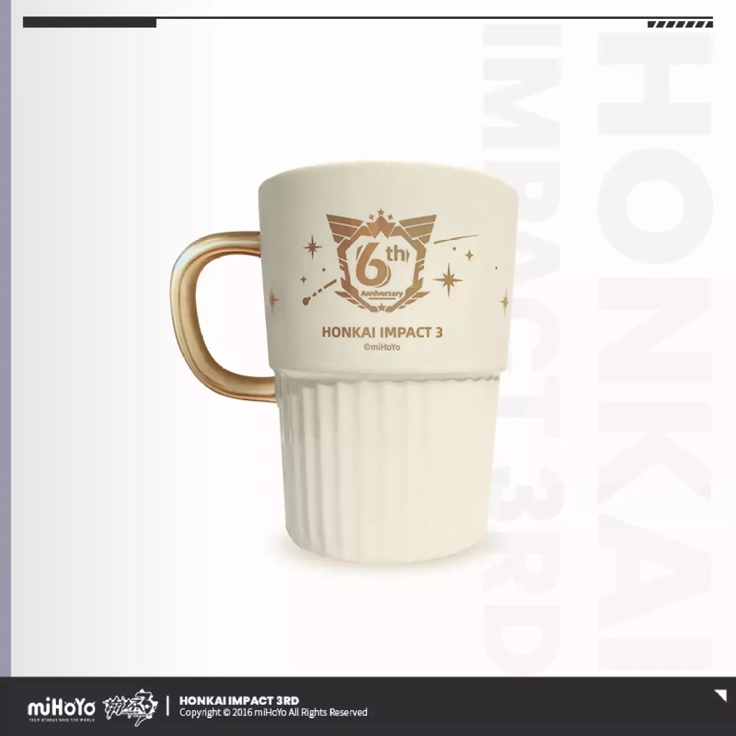 3D permainan Honkai dampak 3 ulang tahun 6th Cosplay Mug Memorial Anime keramik cangkir kopi sendok logam anak-anak natal hadiah Tahun Baru 410ML