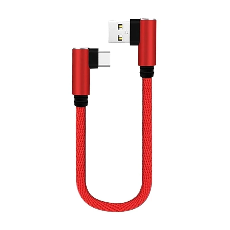 0.25m Double Elbow Type Data Cable 90 Degrees Black/ Blue/Red Aluminum Alloy Fast Charging Cable 90 Degrees USB Cable