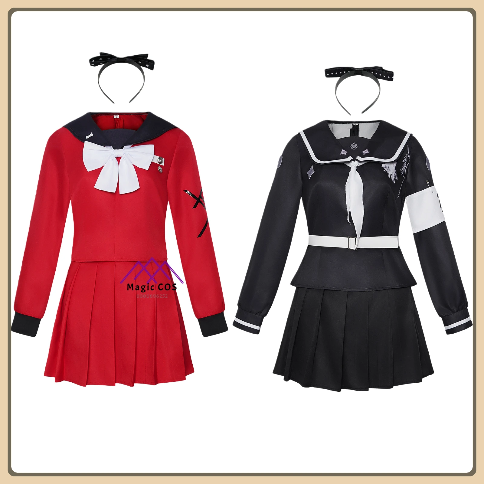

Comic Con Party Ninety-nine Tsukiko Role Playing Costume Red and Black Fashion JK Dress High Quality Anime Outfit (Female Adult)