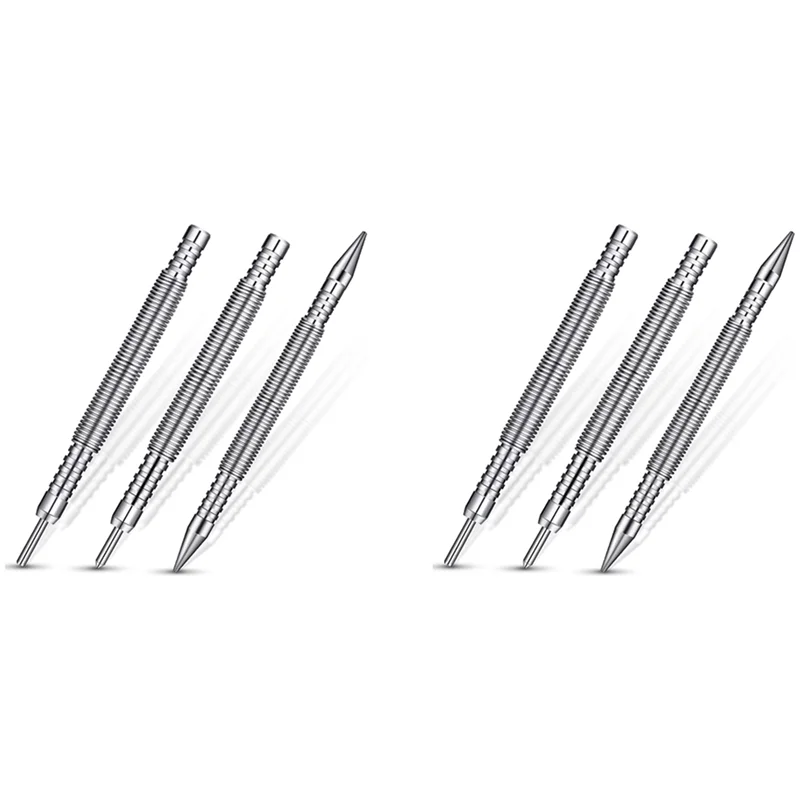 

6 Pcs Nail Set And Hinge Pin Tool Center Punch Spring Loaded Nail Set For Door 1/32 Inch 1/16 Inch Dual Head, 1/8 Inch