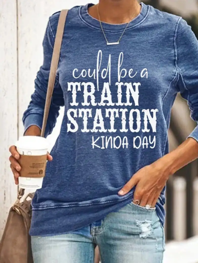 Western Train Station Inspired Vintage Washed Sweatshirt