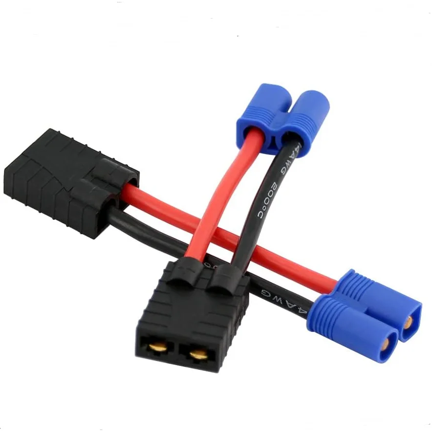 2Pcs 12awg 4cm TRX Male Female toTamiya Deans EC3 EC5 XT60 XT90 With Cover Male Female Connector Adaptor Plug for Rc Battery ESC