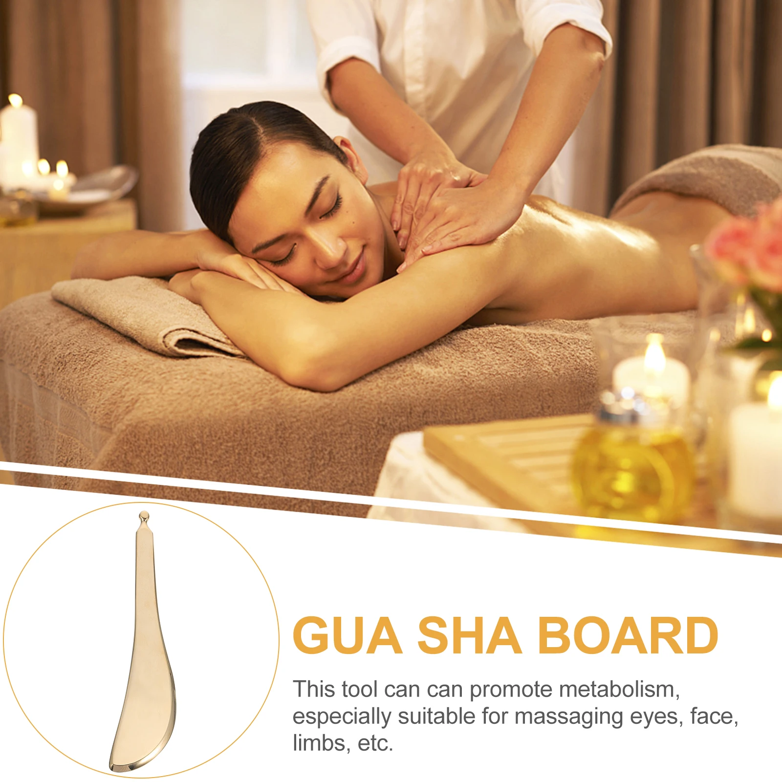 

1 pc Pure Copper Massage Scraping Bar Thick Comfortable Handle Portable Face Body Gua Sha Tool Relief Swelling Fatigue