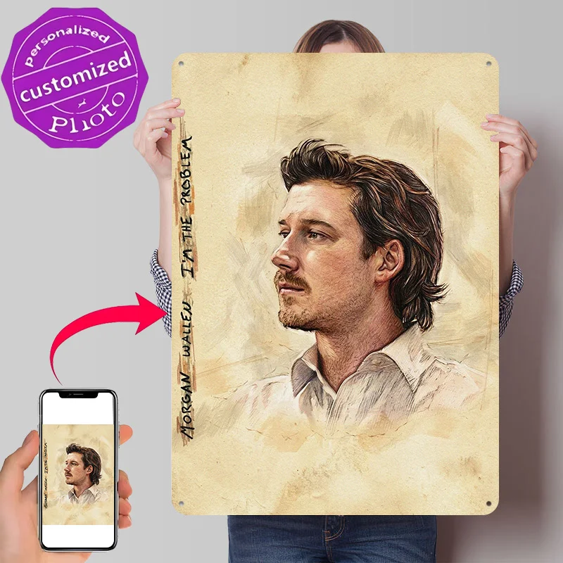 Morgan Wallen Portrait I'm The Problem Metal Poster Perfect Gift for Fans Lovers Personalized Wall Art Metal Sign for Wand Deko