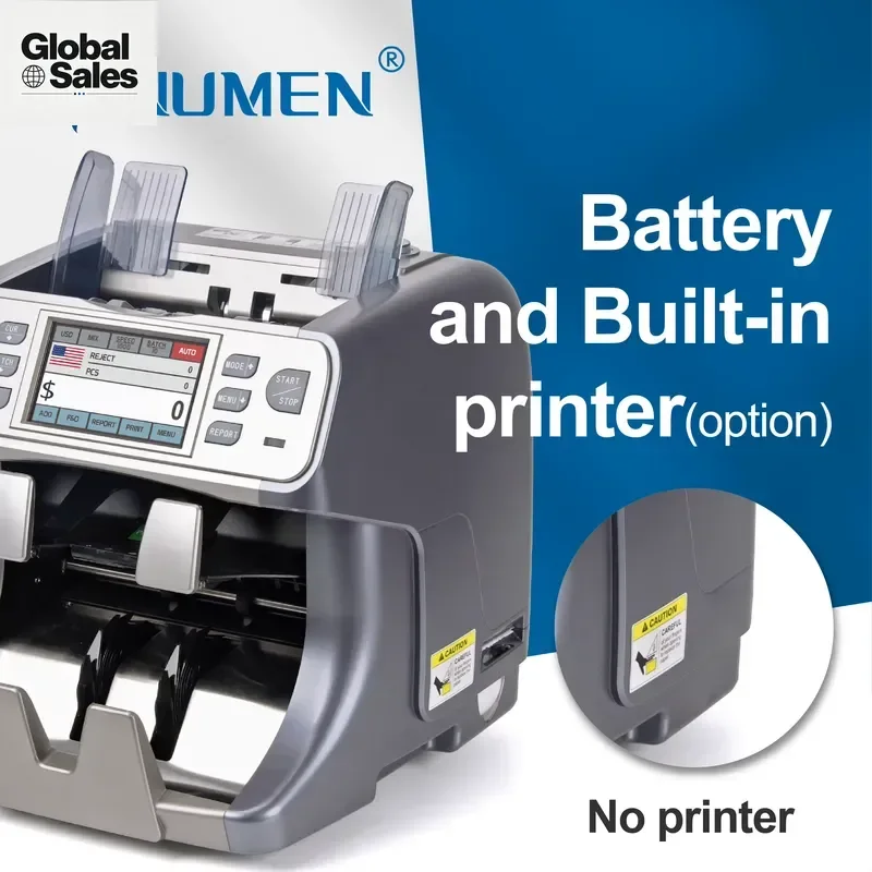 NUMEN SH-208C Multi Currency Money Counter with Fake Banknote Detection and Serial Number Counting Function for Cash Handling