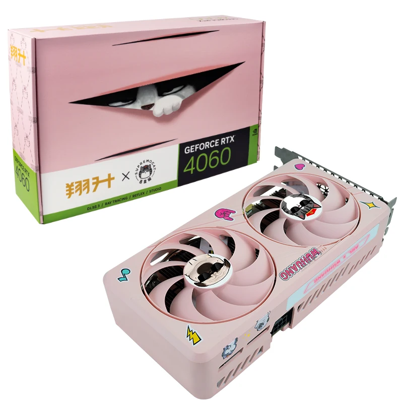 Imagem -05 - Colaboração Asl com Supremo Cat Nvidia Geforce Rtx 4060 8gb Gddr6 Pci-e 4.0 Brand Novidades Pink pc Gaming Placa Gráfica Placa de Vídeo